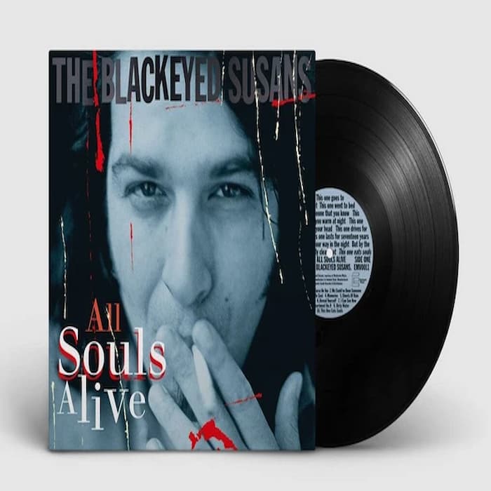 Vinyl record album cover for 'All Souls Alive' by The Black Eyed Susan, with the black LP partially visible behind the square cover on a light gray background.