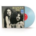 Vinyl record with 'Buckingham Nicks' cover featuring a black and white photo of two people.