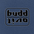 A close-up of a blue textured surface with a black stylized logo reading 'buddhivah' inside a rounded rectangular border.