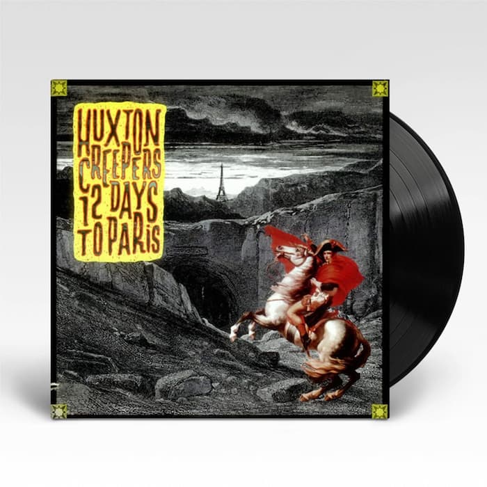 Vinyl record with a dramatic cover featuring a warrior and text on a gray background