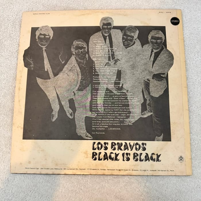 Los Bravos - Black Is Black Vinyl LP (Rare AUS Press) - Rebel Rebel Records