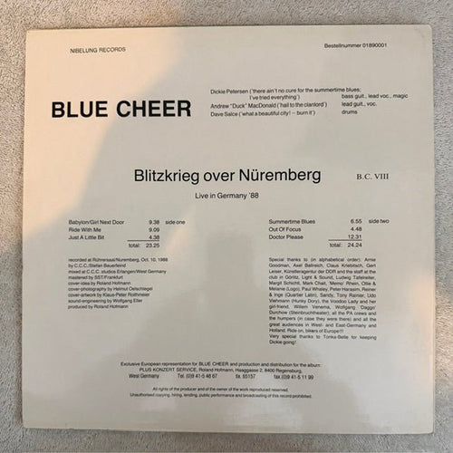 Blue Cheer - Blitzkrieg over Nuremberg - LP - Rebel Rebel Records
