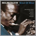 Album cover of 'Kind Of Blue' by Miles Davis featuring a close-up of a musician playing the saxophone.